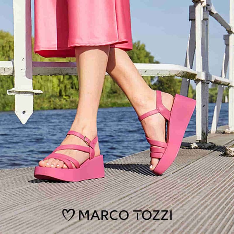 Sandały na koturnie Marco Tozzi 28000-20-595 Fuxia