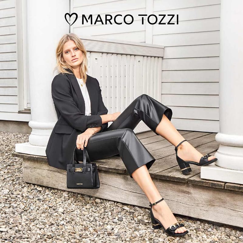 Sandały na obcasie Marco Tozzi 28306-20 085 Black/Gold